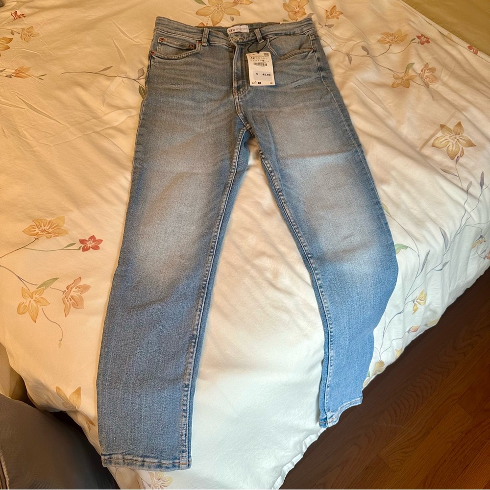Zara Vintage Skinny, High-rise Ankle LengthLight, Blue Slim Jeans